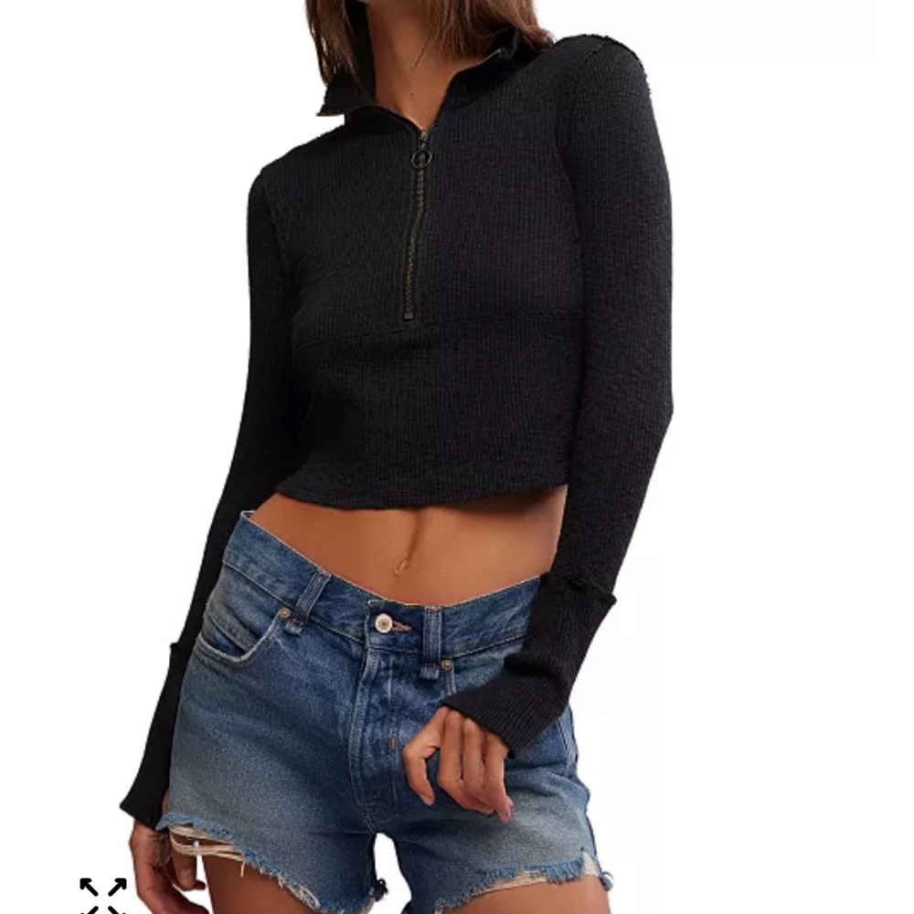 Free People Women's Midnight Half-Zip Top size M
